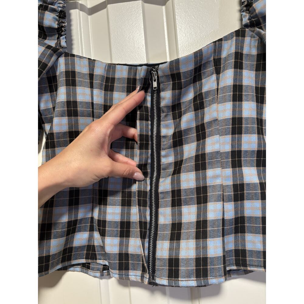 Lovers + Friends XS Plaid Puff Sleeve Square Top - Picture 9 of 9